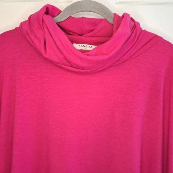Zenana Pink Cowl Neck Dolman Sleeve Loungewear Long Sleeved Tunic Size Large - Picture 3 of 6